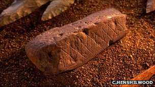 The Blombos ochre blocks announced by scientists in 2002 had etchings on them