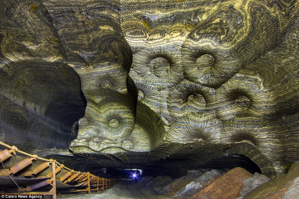 Beauty below: Although the patterns appear man-made, they are all formed by layers upon layers of minerals which were mined for their use in fertilizers